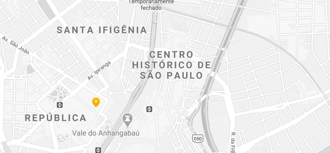 Mapa indicando o endereço da loja de São Paulo